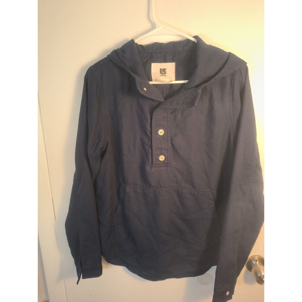 Burton DRYRIDE Men Large Hoodie Navy Blue Button Neck Anorak Pullover Sweatshirt